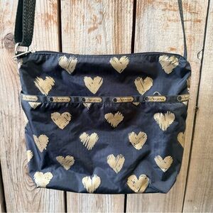 LeSportsac Navy Crossbody Bag with Gold Hearts
